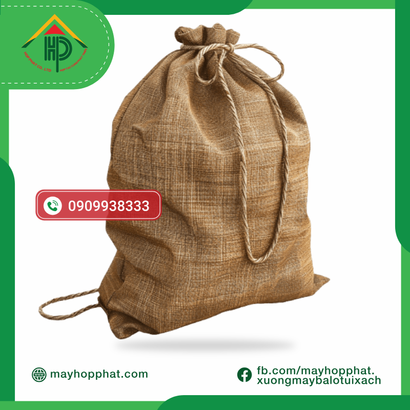 Túi Vải Đay Dây Rút Lớn Large Jute Drawstring Bag
