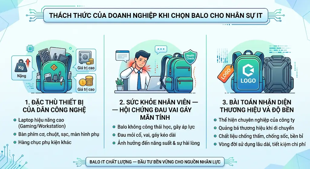 Case Study: Giải Pháp May Balo Laptop Số Lượng Lớn Cho Đội Ngũ Nhân Sự IT