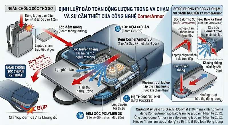 Cấu Trúc Ngăn Chống Sốc Balo Laptop