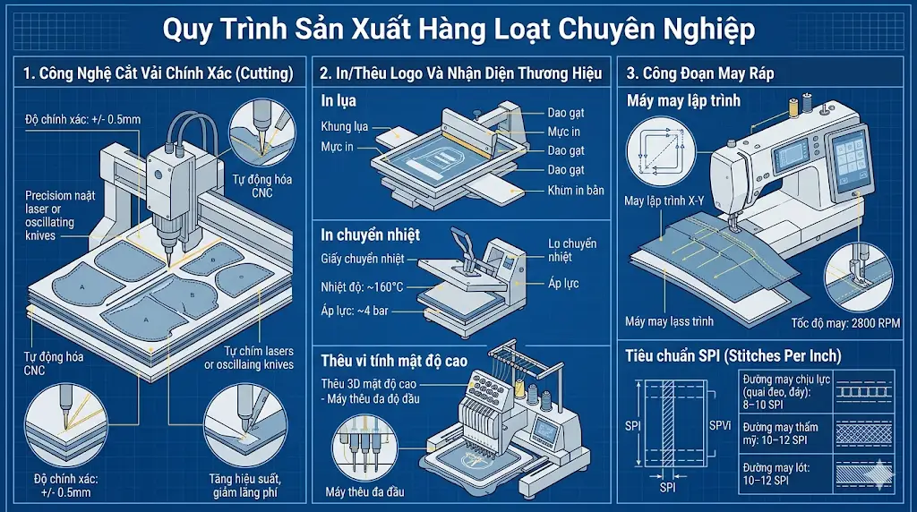 Quy Trình May Balo Laptop Đạt Chuẩn Xuất Khẩu: Từ Bản Vẽ Đến Thực Tế