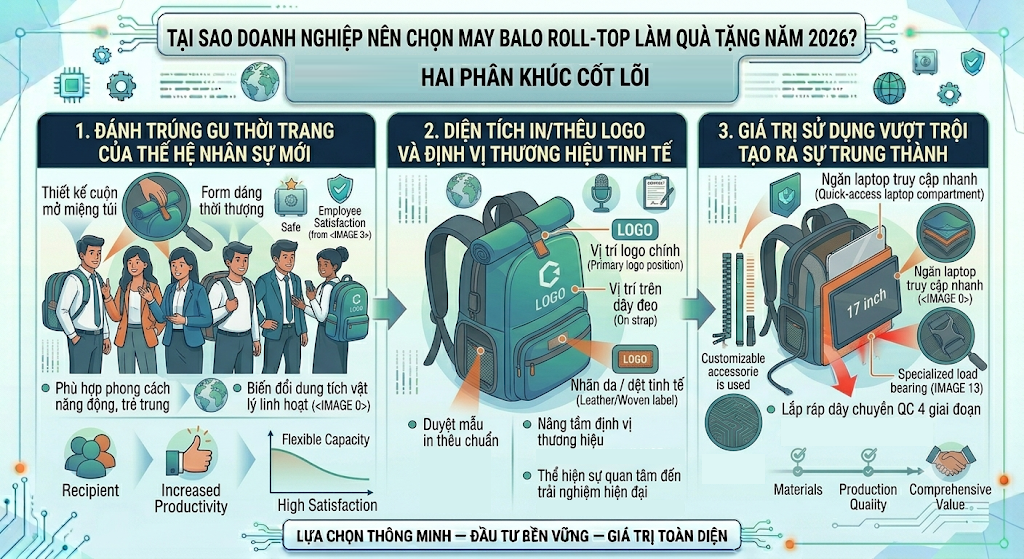 Xu Hướng Sản Xuất Balo Laptop Roll-top
