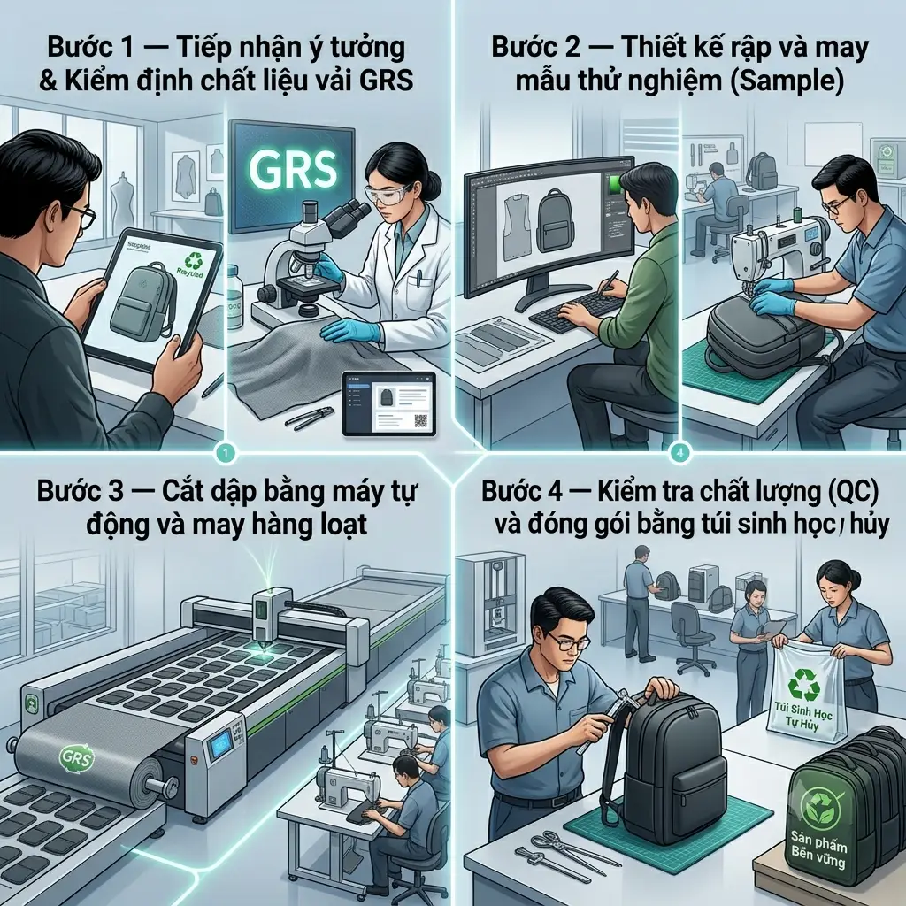 May Balo Laptop Bằng Vật Liệu Tái Chế
